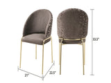 Onyx Modern Style 2PC Chairs made with Velvet fabric and Gold coated metal Legs -Dark Gray B009P332651