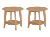 Side Table, 2-Tier Small Round End Table, Nightstand with Tapered Legs, Curved 05450794