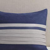 7 PC Pieced Faux Suede Comforter Set Blue Cal King B03596838