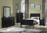 1pc Black Finish Five Drawers Louis Philip Chest Solid Wood Contemporary Sleek Ample Storage B011P193098
