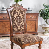 Traditional Fancy Set of 2pcs Side Chairs Brown Cherry Solid wood Intricate Carved Details Floral B011113348