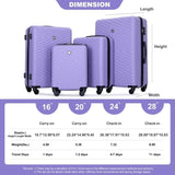 luggage 4-piece ABS lightweight suitcase with rotating wheels, 24 inch and 28 inch with TSA lock, W284P149253