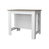 Taupe and White Kitchen Island with Open Storage B062P252194
