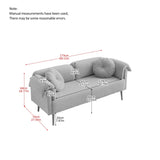 68.5" Modern Lamb Wool Sofa With Decorative Throw Pillows for Small Spaces 03215478