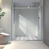 5476 Brushed frameless one fixed and one shifted Shower Door, 70MM 304 stainless steel large pulleys W2517P280926