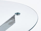 Dining Table with cross metal leg and tempered glass,Modern Space Saving Kitchen Table for Living W234P227891