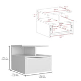 Adele Floating Nightstand , End Table, Side Table Drawer, Open Top Shelves -White B20092133