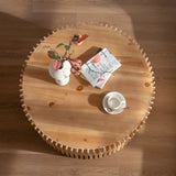 31.5" Retro Fashion Style Cylindrical Coffee Table with Vertical Texture Relief Design,Suitable for W757P183279