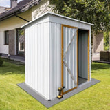 ZNTS Metal garden sheds 5ftx4ft outdoor storage sheds white+yellow W135064976