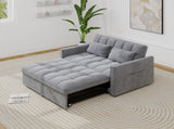 Corduroy Double Sleeper Sofa With Pull-Out Bed, 2 Pillows & Side Storage Pocket 03564076