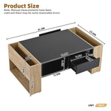 ON-TREND High Glossy Coffee Table with 2 Drawers, Practical Two Tone Center Table with Hidden N721P205792B