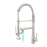 Heavy Duty Commercial Style LEDKitchen Sink Faucet, Single Handle Pre-Rinse Spring Sprayer Kitchen W1932P172301