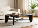 Modern Rectangular Coffee Table, Engineered Wood Center Table with Rubber Wood CrossLeg Base, 132 95045589