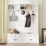 ON-TREND Elegant Wide Hall Tree with 5 Hooks, Versatile Entryway Lift Top Storage Bench with 2 N721P234409K