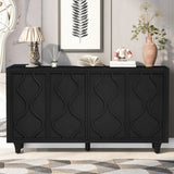 U_STYLE Stylish Storage Cabinet Sideboard Wooden Cabinet with Embossed Curved Doors,Suitable for N711P205936B