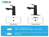 Matte Black Single Handle Bathroom Faucet for 1 or 3 Holes ,Fountain and Flow Mode Deck Mount 92557406