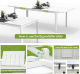 Patio Dining Expandable Table, Metal Aluminum Outdoor Table for 6-8 Person Rectangular Table for W1859P253350