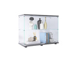 Two-door Glass Display Cabinet 2 Shelves with Door, Floor Standing Curio Bookshelf for Living Room W1806104442