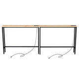 2 Pack 39.4" Narrow Console Sofa Table with Power Outlets and USB Ports, Long 75432596