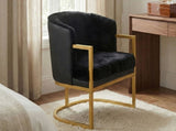 Modern Accent Chair Cozy Armchair Upholstered Reading Chair with Gold Metal Frame Living Room, N763P360688B