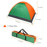 ZNTS 2-Person Waterproof Camping Dome Tent for Outdoor Hiking Survival Orange & Green 14786622