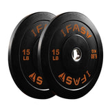 ZNTS Weight Plates, Rubber Bumper Plates, 2 Inch Steel Insert 15lb Bundle Options Available for Home Gym 01039735