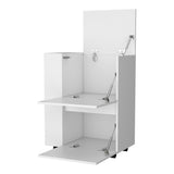 FM FURNITURE Logan Bar Cart with Two Cabinets and Open Shelves, White B128P321070