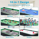 ZNTS 2x4ft 10-in-1 Combo Game Table Set w/ Hockey, Foosball, Pool, Shuffleboard, Ping Pong W1753P197632