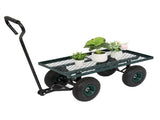 86*46*97cm Garden Iron Wood Four Wheel Square Garden Wagon Green 50097362
