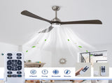 62" 3PCS Solid Wood Blades Ceiling Fan with Lights Remote Control,Quiet DC Motor 3 Blade Ceiling W3596P460844
