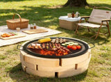 30 Inch Round Cooking Grate Heavy Duty Steel Campfire Grill Grid with Handle and Support X Wire 96361136