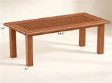 35.5" x 18" x 17" Rectangular Wooden Patio Coffee Table, Heavy Duty 130LBS Capacity Slatted Top 42220125