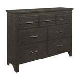 1pc Charcoal Gray Finish 7 Drawers Dresser Transitional Style Wooden Bedroom Furniture B011P220616