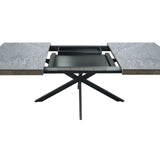 55.11" -70.86"Retro Rectangular Stretch Dining Table,Dark Grey stone Top And Relief Plate, W757P209558