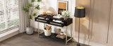 TREXM Entryway Table, Console Table with Two Drawers, Retro Hallway Table with Striking Geometric N715P227910B
