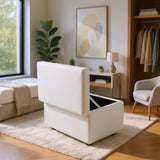 Beige Linen-Textured Storage Ottoman with Rubber Feet 634343cm Bench for Entryway, Bedroom or 90720414