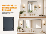 Black Framed Rectangular Bathroom Vanity Mirror with Square Corners 14210784