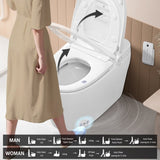 ZNTS Smart Toilet Bidet Combo with Foot Sensor Open Cover/Seat, Self-Cleaning Nozzle, Heated Seat, Night W1219P243771