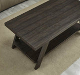 ZNTS Athens Contemporary Wood Shelf Coffee Table in Weathered Espresso T2574P164644