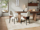 Indoor Dining Chair Set of 2, Beige & Brown Two-Tone Fabric Armchair with Sturdy Frame, Modern N779P370716L