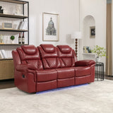 Home Theater Seating Manual Recliner Chair with Center Console and LED Light Strip for Living Room, WF310727AAJ