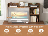 Brown Desktop Bookshelf for 27''/68.58cm Monitor, 93.9825.4073.66cm Engineered Wood Desk Hutch 55638158