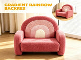 1pcs Wood Frame Armchair Kids Sofa, Red Gradient Teddy Velvet 55234829