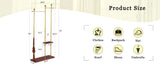 70" Tall Industrial Coat Rack for Entryway, Solid Wood & Stainless Steel Clothing Rack, Double Layer W2920P276824