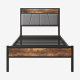 Twin Size Bed Frame, Storage Headboard with Charging Station, Solid and Stable, Noise Free, No Box W840120026