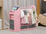 Kids Costume Organizer Costume RackKids ArmoireOpen Hanging Armoire Closet with Mirror-PINK 17806571