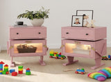 20.7" Wide Pink Robot LED Nightstand with 360&deg Rotating Drawer - Modern End Table 98587813