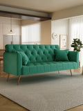 71 inch convertible love seat sofa, American retro green velvet, suitable for small living room, W165880949