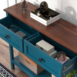 Farmhouse Style Console Table 2 Drawer and Bottom Storage Shelf for Entryway, Rustic Side Table W2557P271250