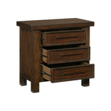 Classic Brown Finish 1pc Nightstand of 3x Drawers Mango Veneer Wood Transitional Bedroom Furniture B01158292